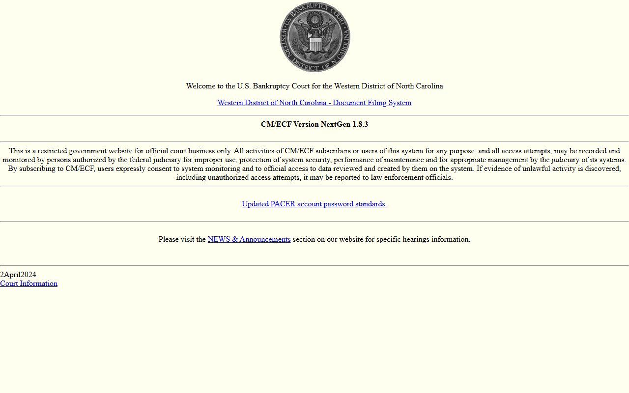 Mitchell County Clerk of Superior Court records bankruptcy CM ECF source