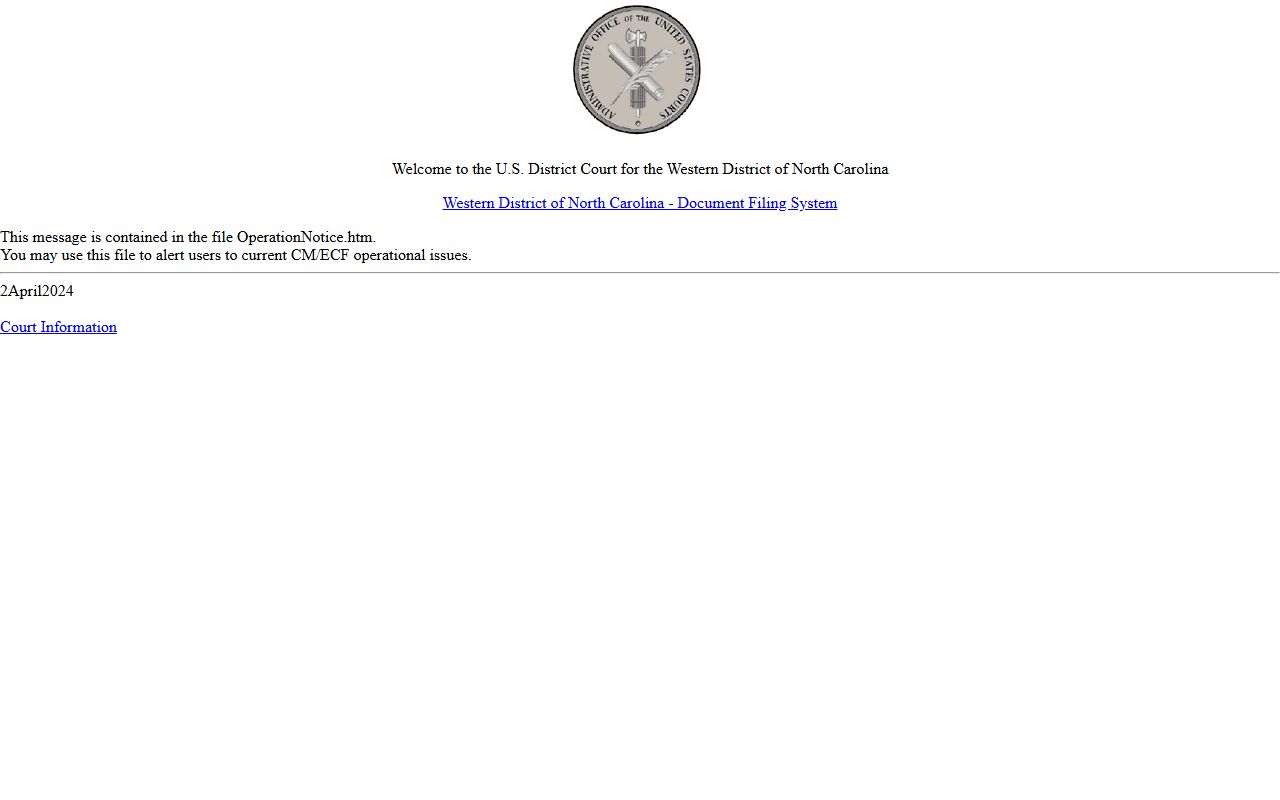 Mitchell County Clerk of Superior Court records federal CM ECF source