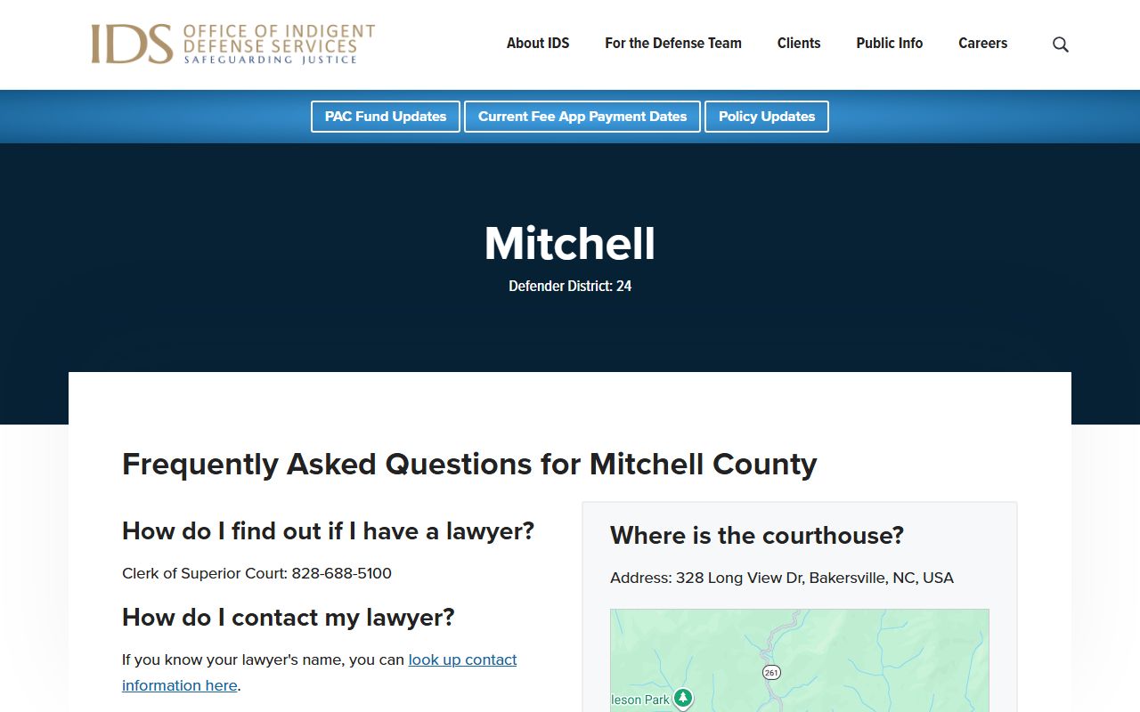 Mitchell County arrest records and court charges indigent defense source