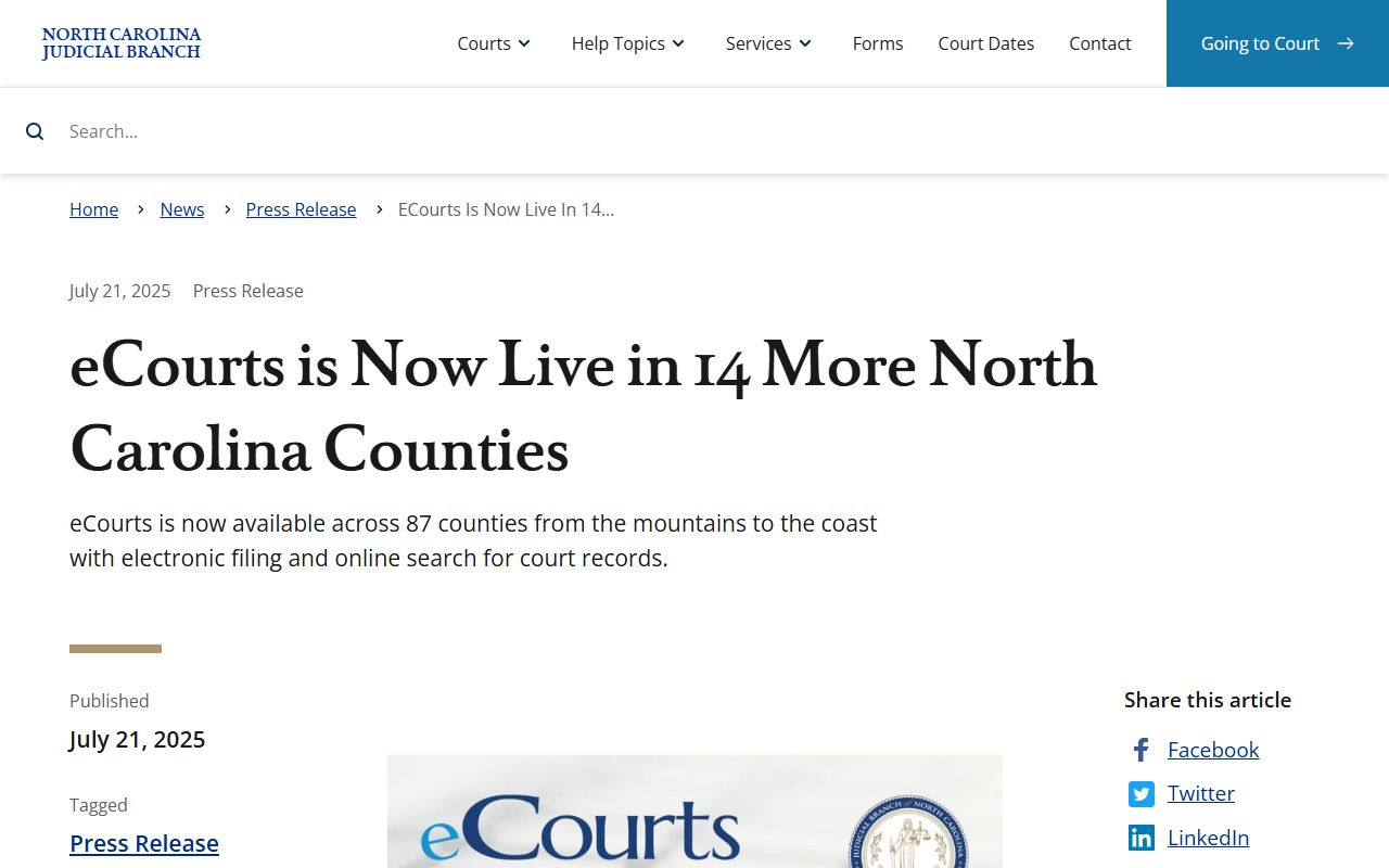 Mitchell County court dockets Track 9 eCourts go-live
