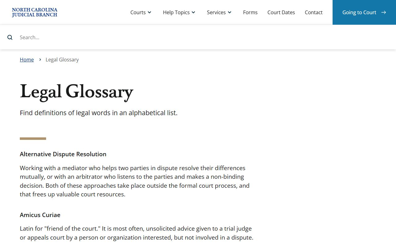 Mitchell County court records Judicial Branch legal glossary