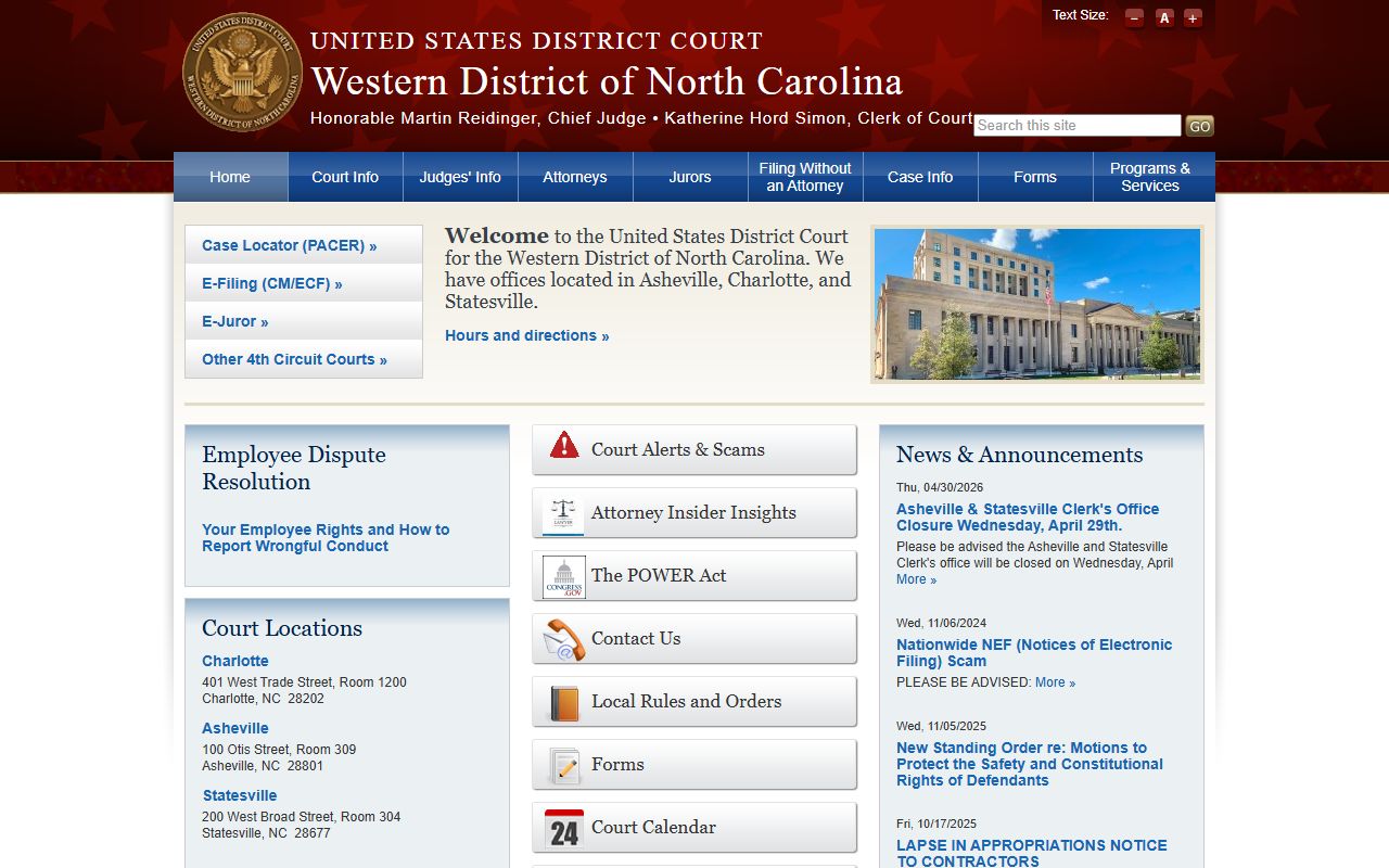 Mitchell County Superior Court records federal district court source
