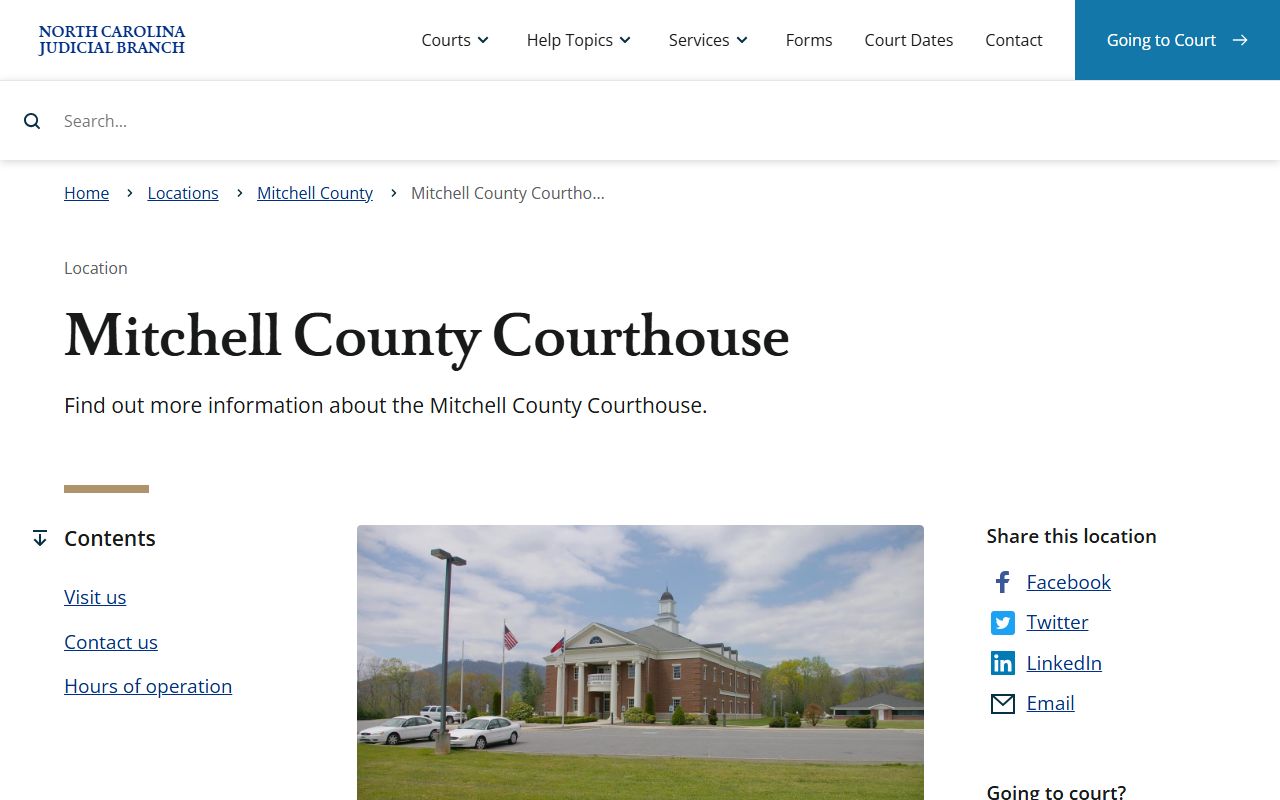 Mitchell County court records courthouse address page