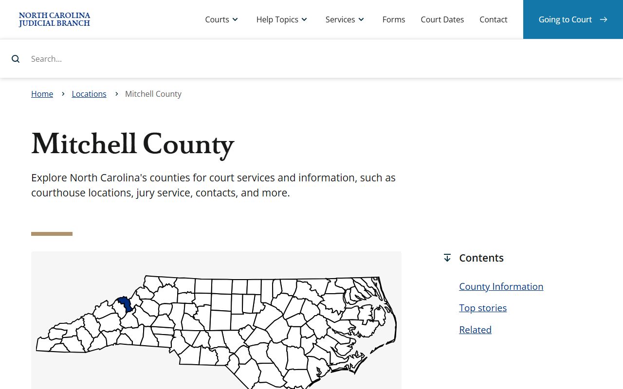 Mitchell County court records Judicial Branch location page
