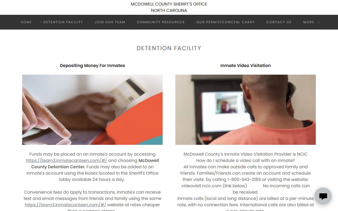 Mitchell County inmate records McDowell detention facility source when directed by custody routing