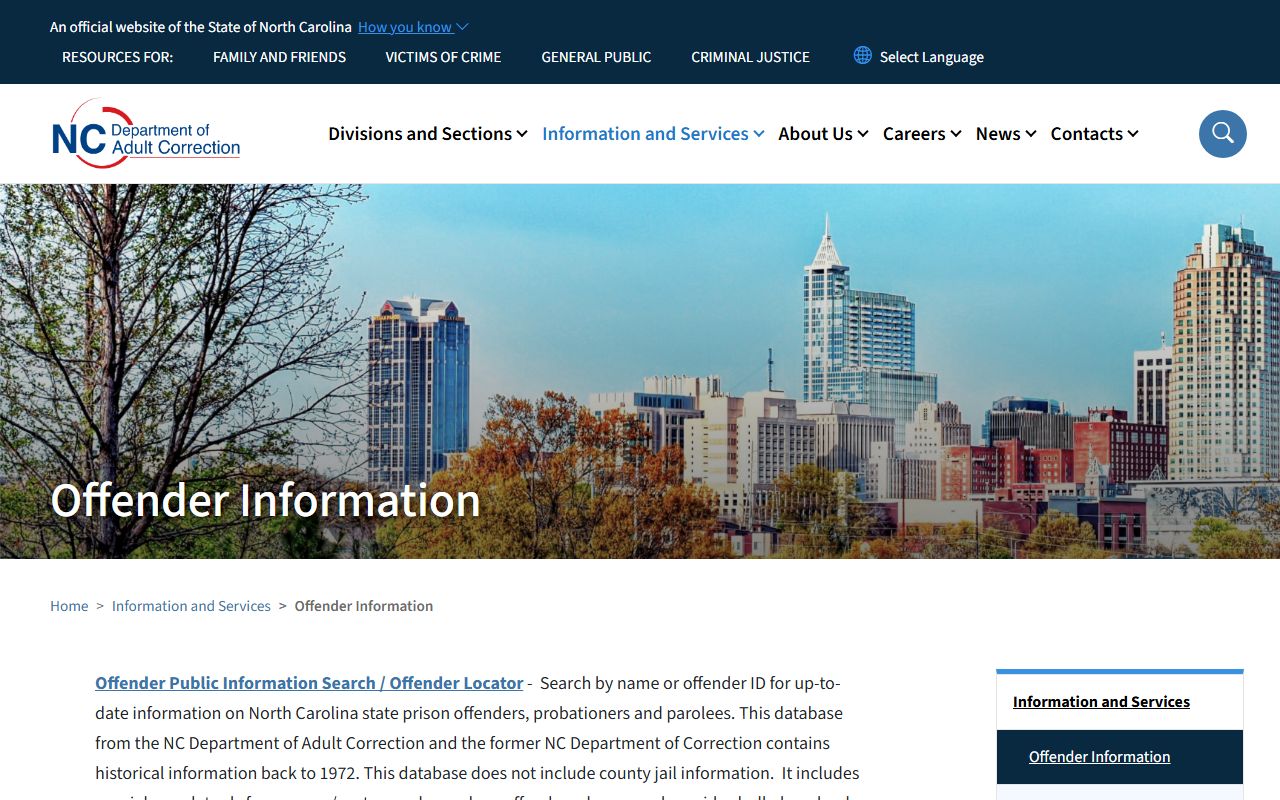 Mitchell County inmate search NC DAC offender search source