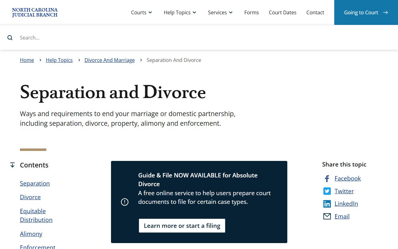 Mitchell County divorce records North Carolina separation and divorce resource