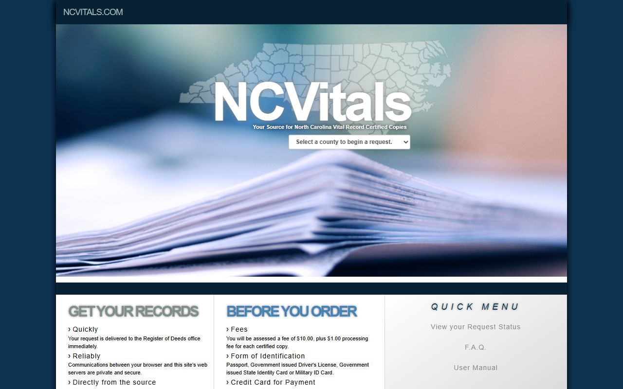 Mitchell County probate records NCVitals certified copy portal
