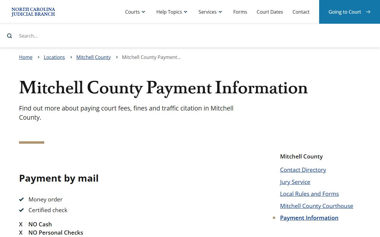 Mitchell County traffic court records payment information