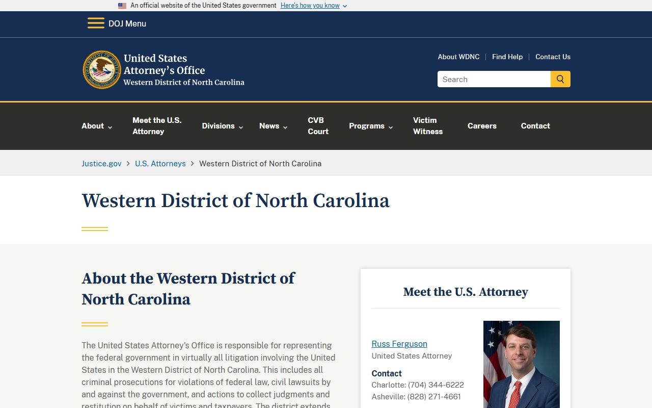 Mitchell County warrant records U.S. Attorney Western District source
